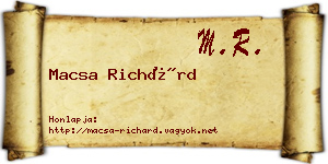 Macsa Richárd névjegykártya